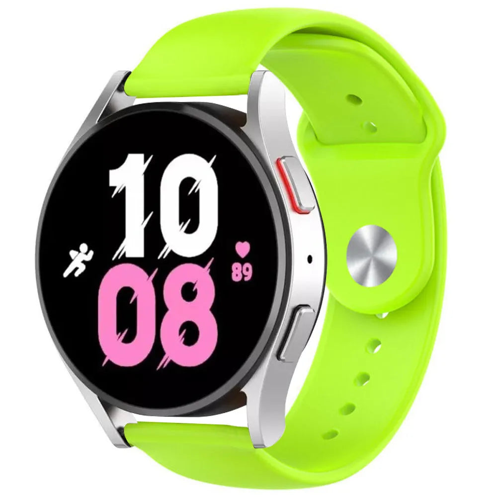 Silicone Sport Strap, light green, on a watch, 3/4 front view