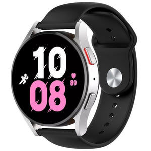 Silicone Sport Strap, black, on a watch, 3/4 front view