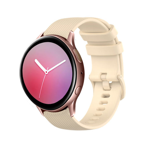Premium Silicone Strap, beige, on a watch, 3/4 front view