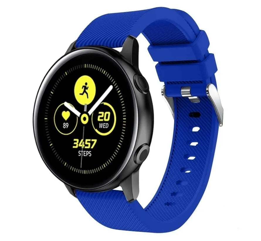 Twill Silicone Strap, blue, on a watch, 3/4 front view