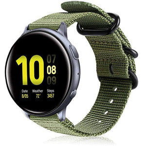 Nylon Buckle Strap, green, on a watch, 3/4 front view