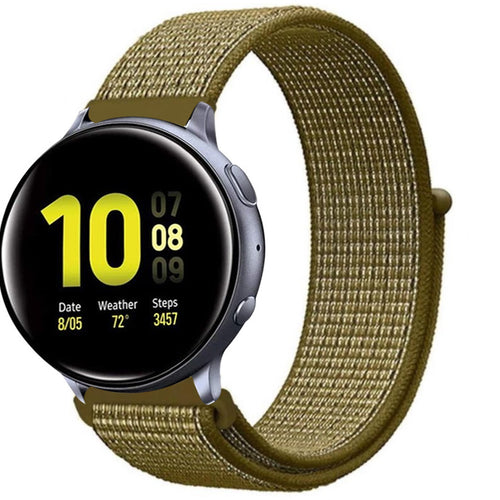 Nylon Strap, olive, on a watch, 3/4 front view