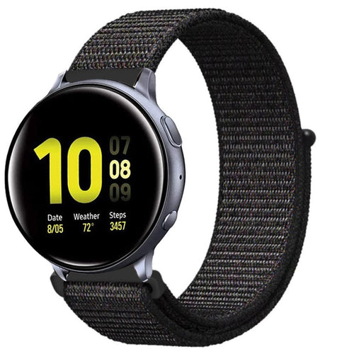 Nylon Strap, black, on a watch, 3/4 front view