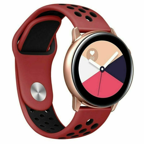 Silicone Sport Strap, red/black, on a watch, 3/4 front view