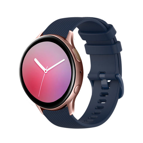 Premium Silicone Strap, dark blue, on a watch, 3/4 front view