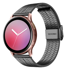Fine Steel Strap, black, on a watch, 3/4 front view