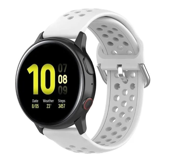 Breathable Silicone Strap, white, on a watch, 3/4 front view
