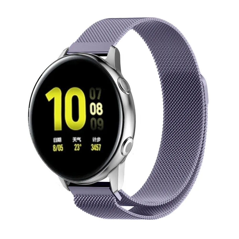 Milanese Strap, light purple, on a watch, 3/4 front view