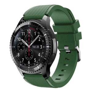 Twill Silicone Strap, army green, on a watch, 3/4 front view