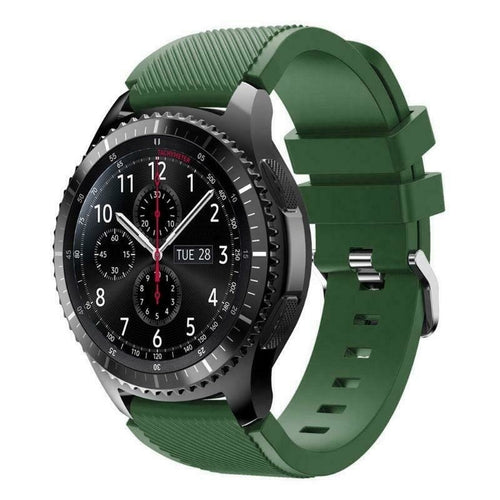 Twill Silicone Strap, army green, on a watch, 3/4 front view