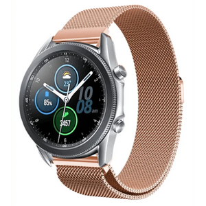 Milanese Strap, rose gold, on a watch, 3/4 front view