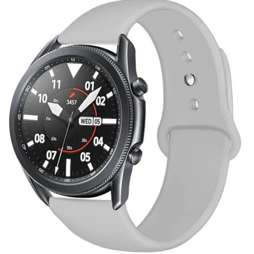 Silicone Sport Strap, grey, on a watch, 3/4 front view