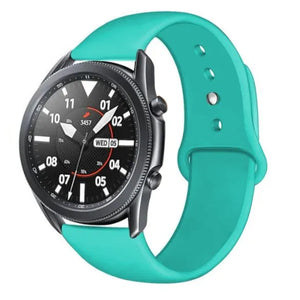 Silicone Sport Strap, aqua, on a watch, 3/4 front view