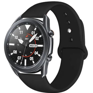Silicone Sport Strap, black, on a watch, 3/4 front view