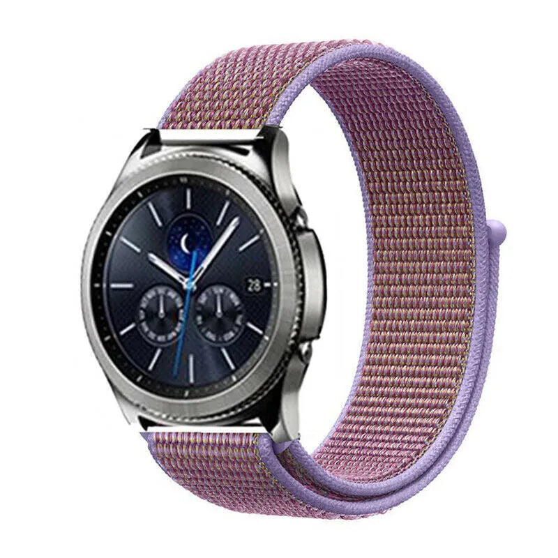 Nylon Strap, lilac, on a watch, 3/4 front view