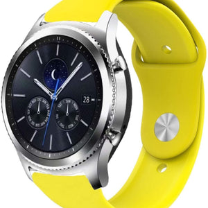 Silicone Sport Strap, yellow, on a watch, 3/4 front view