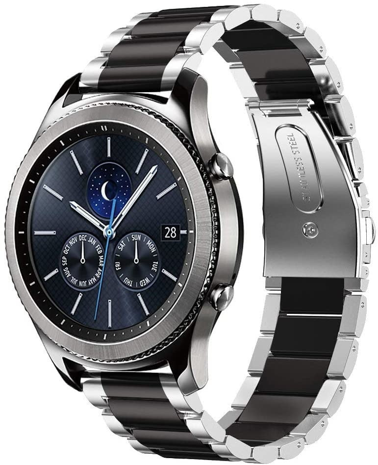 armbänder samsung gear s3 classic / deontier Gliederarmband (Silber / Schwarz) pricing-test 4mm Device not included Size:11