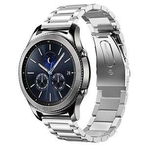 Steel Strap, silver, on a watch, 3/4 front view