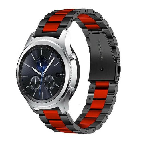 Steel Strap, black/red, on a watch, 3/4 front view