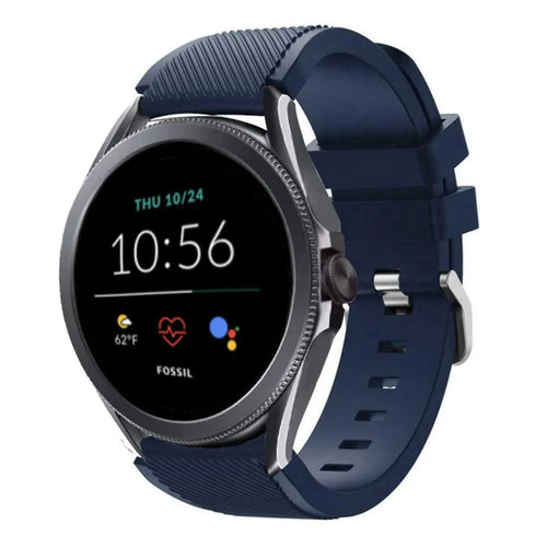 Twill Silicone Strap, dark blue, on a watch, 3/4 front view