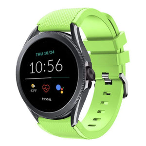 Twill Silicone Strap, light green, on a watch, 3/4 front view