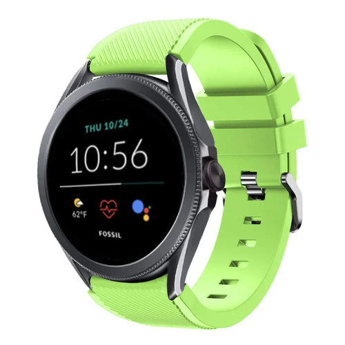 Twill Silicone Strap, light green, on a watch, 3/4 front view