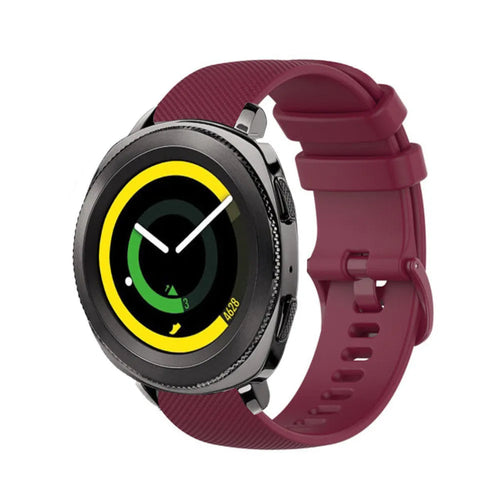 Premium Silicone Strap, dark red, on a watch, 3/4 front view