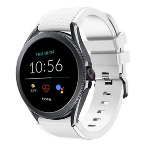 Twill Silicone Strap, white, on a watch, 3/4 front view