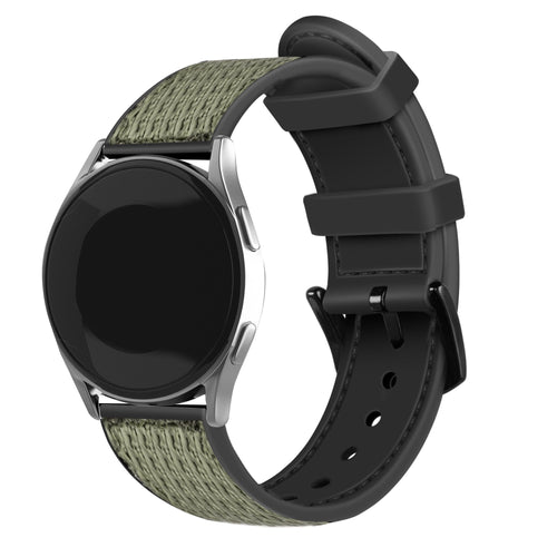 Nylon Hybrid Strap, green, on a watch, 3/4 front view