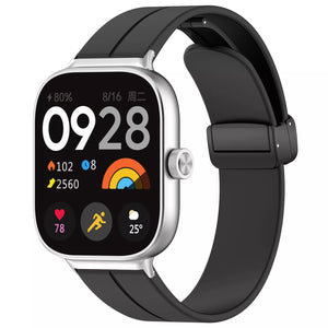 D-Buckle Silicone Strap, black, on a watch, 3/4 front view