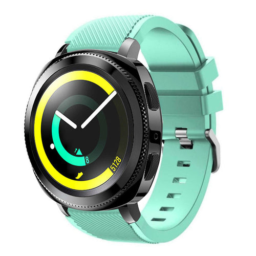 Twill Silicone Strap, aqua, on a watch, 3/4 front view