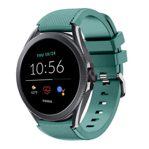 Twill Silicone Strap, viridian, on a watch, 3/4 front view