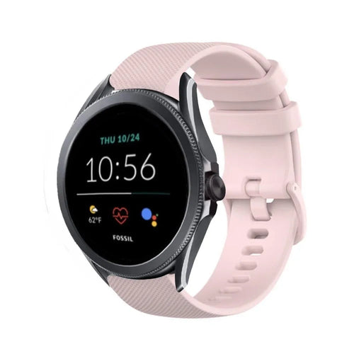 Premium Silicone Strap, pink, on a watch, 3/4 front view