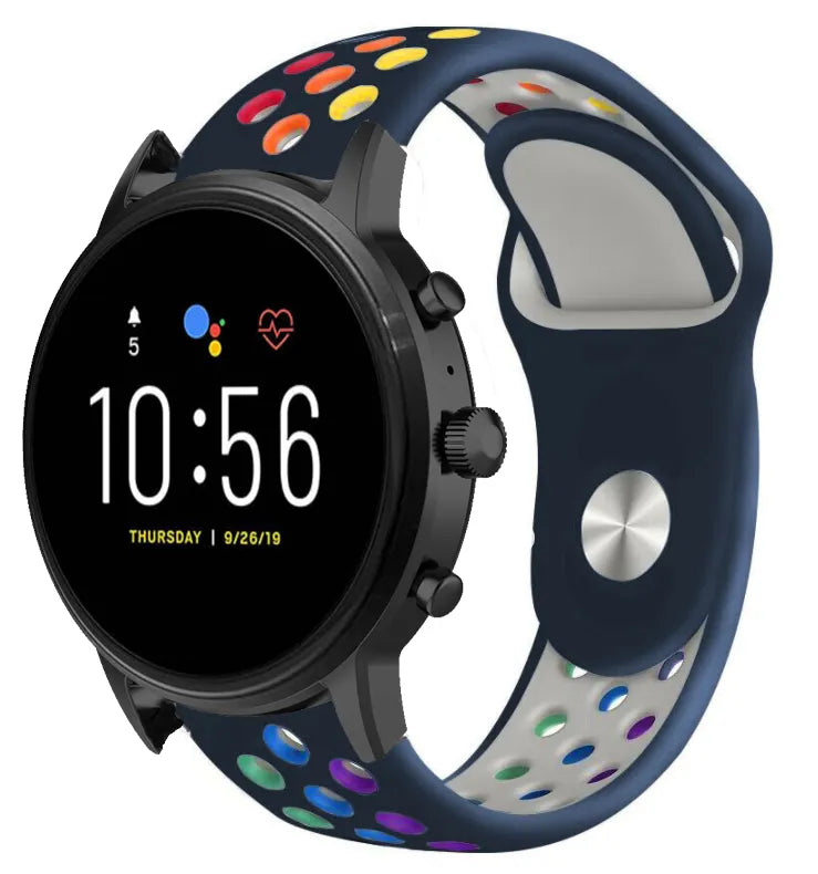 Silicone Sport Strap, on a watch, 3/4 front view