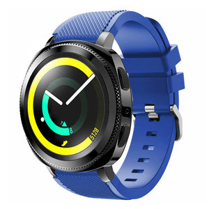 Twill Silicone Strap, blue, on a watch, 3/4 front view