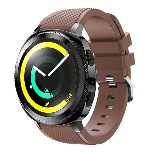 Twill Silicone Strap, brown, on a watch, 3/4 front view