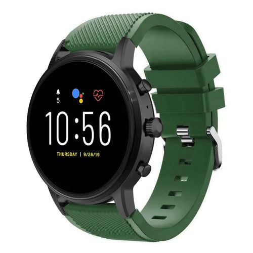 Fossil Gen 4 Explorist (HR) Silikonarmband (Armee Grün)