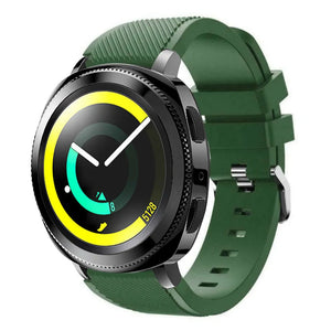 Twill Silicone Strap, army green, on a watch, 3/4 front view