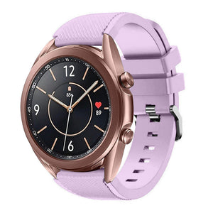 Twill Silicone Strap, lilac, on a watch, 3/4 front view
