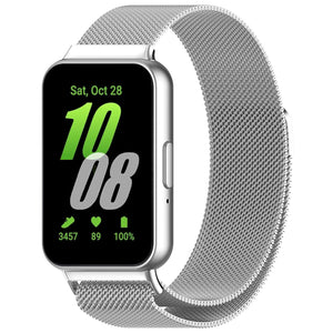 Milanese Strap, silver, on a watch, 3/4 front view