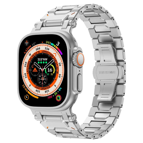 Explorer Steel Strap, silver, on a watch, 3/4 front view