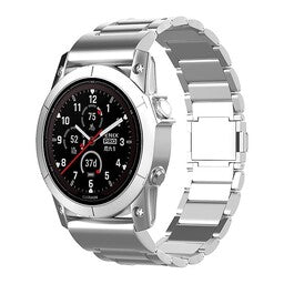 Magnetic Titanium Strap, silver, on a watch, 3/4 front view