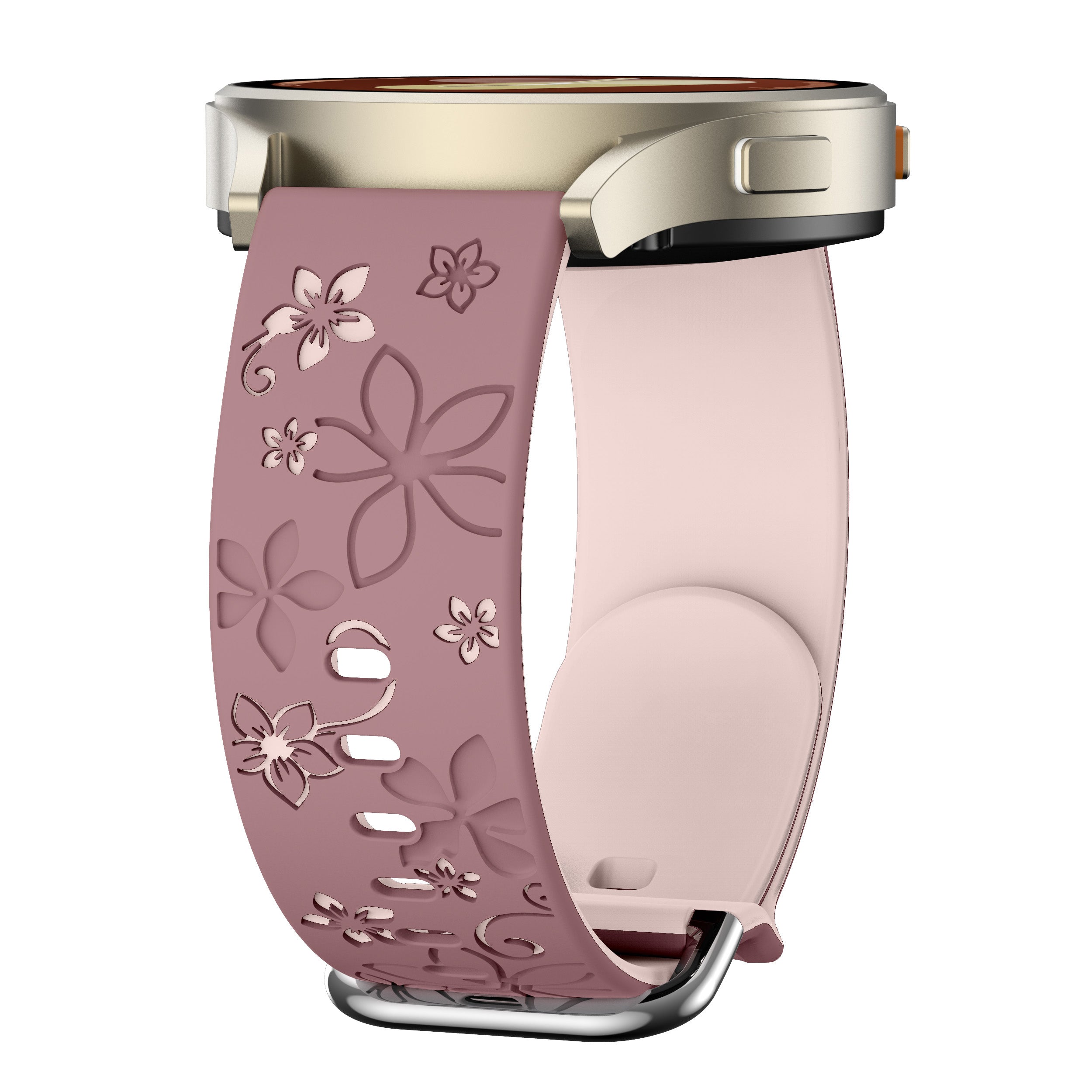 Huawei Watch GT 7 - 41mm Flower Silikonarmband (Rauchiges Lila/ Hellrosa)