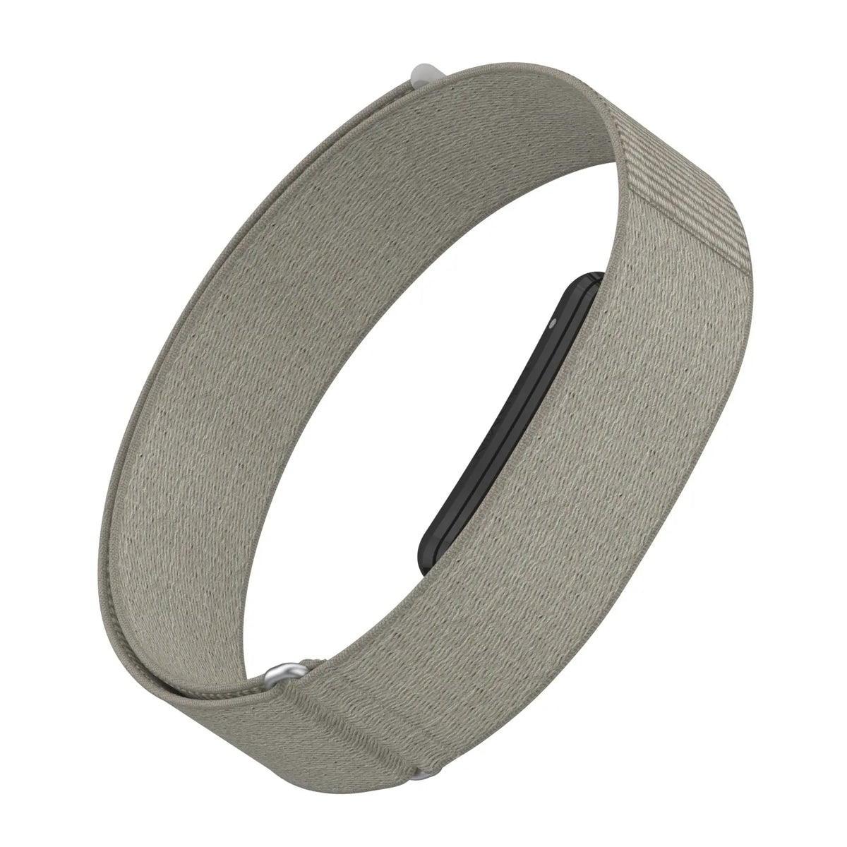 Biceps Nylon Bracelet, beige-grey, on a watch, 3/4 front view