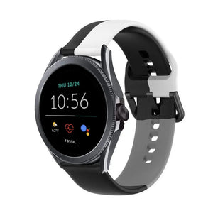 Silicone Triple Sport Strap, on a watch, 3/4 front view