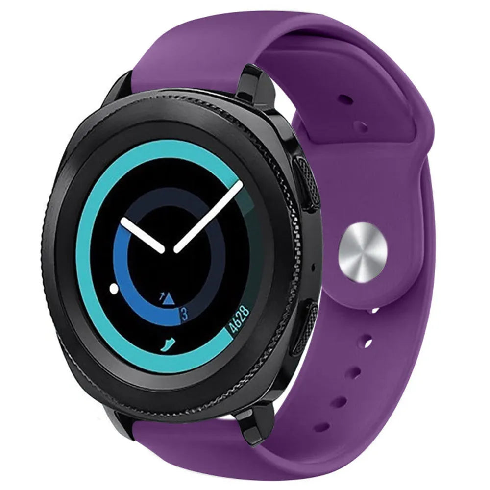 Silicone Sport Strap, purple, on a watch, 3/4 front view