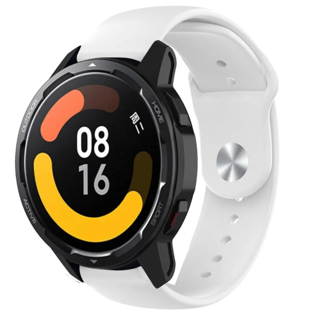 Silicone Sport Strap, white, on a watch, 3/4 front view