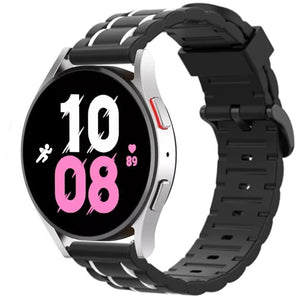 Silicone Strap 'Tough', black/white, on a watch, 3/4 front view
