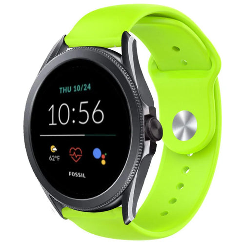 Silicone Sport Strap, light green, on a watch, 3/4 front view
