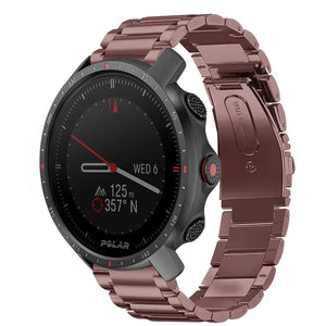Steel Strap, bronze, on a watch, 3/4 front view